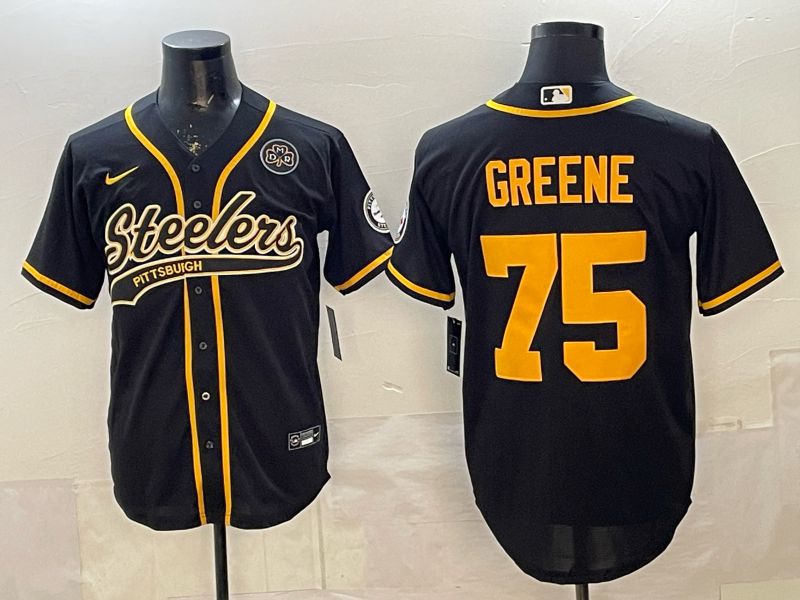 Men 2026 Pittsburgh Steelers #75 Greene Black Joint Name Nike Limited NFL Jersey style 08->pittsburgh steelers->NFL Jersey